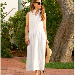 Frank & Eileen DAPHNE Sleeveless Popover Dress White Washed Linen XLarge